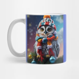 Whimsical Christmas Owl on a Festive Tree Mug